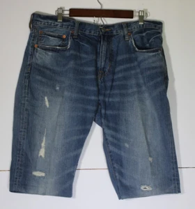 American Eagle Shorts Mens 36 Blue Denim Medium Wash Distressed Cut Off Original - Picture 1 of 12