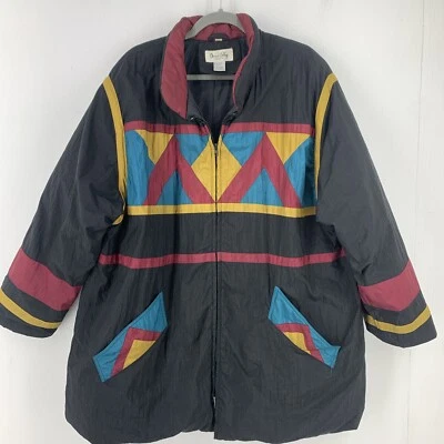 Vtg Dani Colby 3X Puffer Jacket Cost Aztec Southwestern Unique Multicolor Retro  - Image 1 of 4