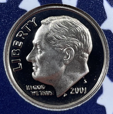 2001 S Clad Proof Roosevelt Dime from Proof Set with Free Shipping Cover