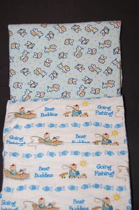 Snugly Baby Smoother Best Buddies Fishing Puppy Dog Infant Baby Blanket Lot of 2 - Picture 1 of 5