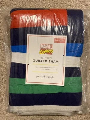 Pottery Barn Kids MARVEL COMICS HEROES ACOLCHADO Falsa Estándar 20"x26", Nuevo con Etiquetas Foto 1 de 4