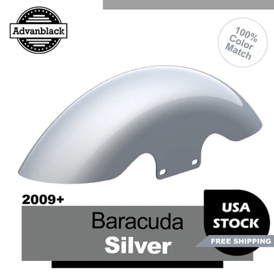 Barracuda Silver Holeshot Performance 19" Short Front Fender Fits Harley 2009+ - Image 1 of 4