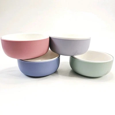 4 cuencos de porcelana Elk and Friends niños pequeños con funda de silicona bocadillos cereal Foto 1 de 4