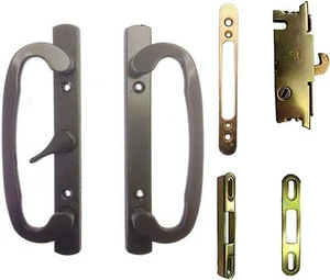 Door Handle Kit Mortise Lock, Face Plate & Keepers, A-Position, Bronze,Non-Keyed - Picture 1 of 2
