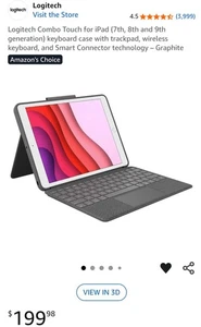 NEW Logitech Combo Touch Keyboard For Apple iPad 7th, 8th, 9th Gen - Graphite - Picture 1 of 13