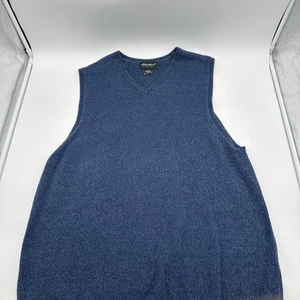 Vintage Eddie Bauer  Vest Mens XL Blue Sweater V Neck Pullover Cotton - Picture 1 of 11