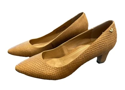 Zapato Vionic Mia Pump Talla 9.5 Tostado Serpiente Cuero Repujado Punta Tacón Bloque Foto 1 de 4