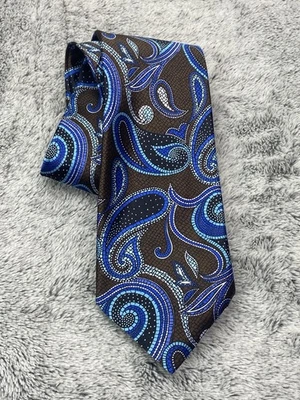 Corbata de seda de lujo para hombre Italo Ferretti Silvi Marina Italia azul geométrico 60x 3,5 Foto 1 de 4