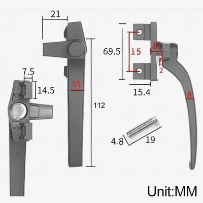 For Window Handle Replacement Kit 2Pcs for Sliding Door and For Window Use - Image 1 of 4