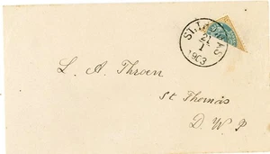 Danish West Indies Sc#18a-BISECT ON COVER-ST THOMAS-21/1/1903-LOCAL USE-SCARCE-s - Picture 1 of 2