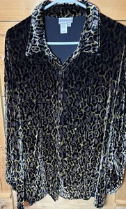Coldwater Creek Size 2X Women’s RN 98516 Leopard Print Rayon Silk  Button Up - Picture 1 of 5
