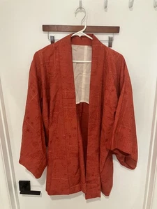 Women's Vintage Handmade Japenese Kimono Haori, Red, One Size - Picture 1 of 4