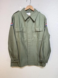 Vintage Niederländische Armee Jacke Herren Large Grün Feldhemd 100% Baumwolle 90er - Bild 1 von 13