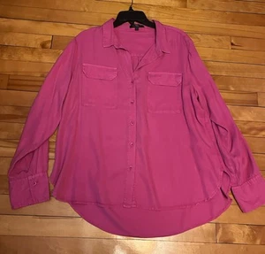 NEW Velvet Heart Bright Pink Adjustable 3/4 To Long Sleeve Button Up Top XL - Picture 1 of 14