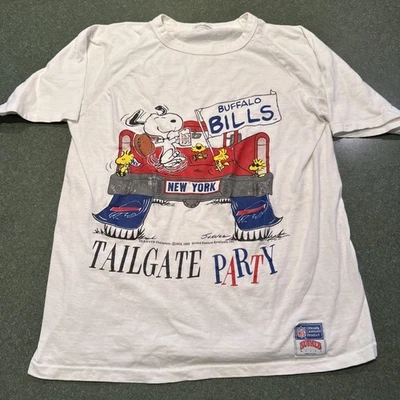 Camisa De Colección Años 90 Snoopy Y Woodstock Puerta Trasera Fiesta Nuez moscada Buffalo Bills Talla L Foto 1 de 4