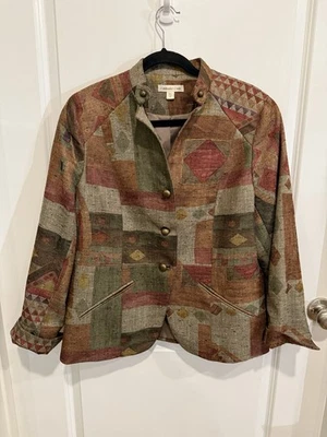 Chaqueta Coldwater Creek Mujer Talla 16 Colores Otoño Patrón Geométrico Suroeste Boho Foto 1 de 4