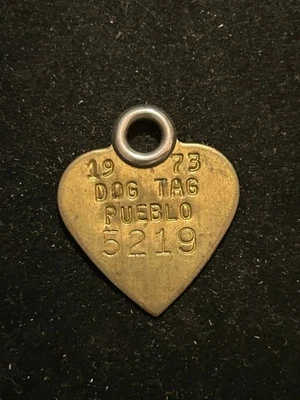 1973 年普韦布洛科罗拉多税币狗牌许可证 #5219 — 第 1/2 张图片