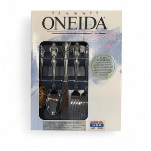 Vtg Oneida Stainless Flatware RENOIR PEMBROOKE Silverware 50 Pc Service For 8 - Picture 1 of 4