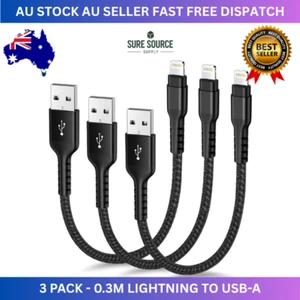 Iphone Charger Cable 3Pack 0.3M, USB a to Lightning Cable Mfi Certified Lightnin - Picture 1 of 7