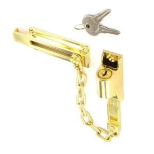 Polished Brass Finish Lockable Door Security Door Bolt & Chain (B1632) - Picture 1 of 1