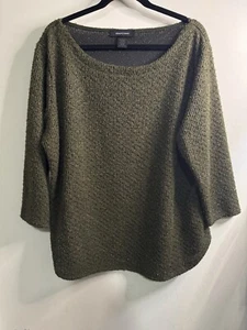 Ashley Stewart Womens Pullover Shimmering Sweater Green Long Sleeve Size 22/24 - Picture 1 of 5