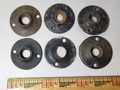 6 pc Lot Antique Victorian Cast Iron Doorknob Collar Escutcheon Rosette Hardware - Image 1 of 4
