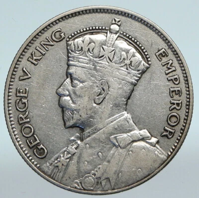 1935 NEW ZEALAND UK King George V Genuine Antique Silver Half Crown Coin i89774 - Image 1 of 3