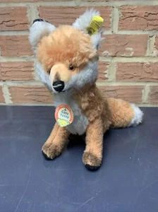 Vintage Steiff Cosy Fuzzy Fox con etichetta e bottone giallo, cotone dralon - Foto 1 di 12