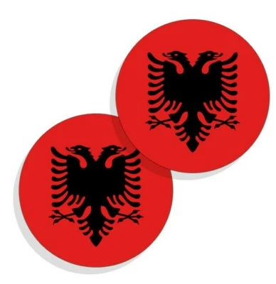 WRAPPED IN INK Albania Flag Stickers Flag Decals Vinyl Indoor Outdoor Stickers Round Set of 4