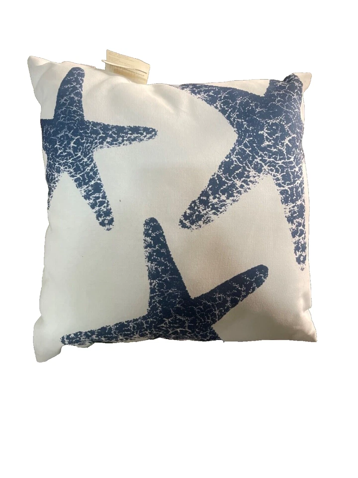 Двусторонняя подушка-морская звезда для помещений и улицы — 18 дюймов квадратный морской декор - Изображение 1 из 2