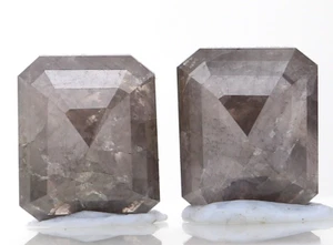 MATCHING NATURAL DIAMOND PAIR 3+ctw GRAY COLOR EMERALD SHAPE DIAMOND - Picture 1 of 10