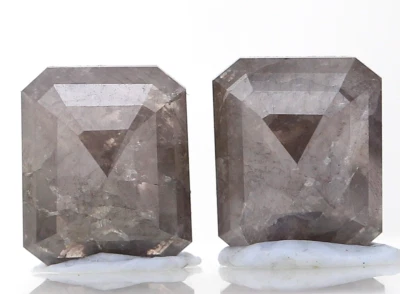 MATCHING NATURAL DIAMOND PAIR 3+ctw GRAY COLOR EMERALD SHAPE diamond - Image 1 of 4