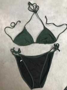 XOXO LADIES RESERVABLE 2 Pc BATHING SUIT Dark Green/Black Size L Made USA - Picture 1 of 6