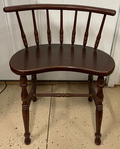 Antique? Solid Wood  Spindle Back Kidney Shaped Accent Chair Union City Chair Co Cover