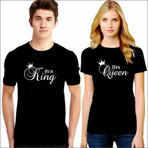 Camisas Her King and His Queen pareja amantes Camisa aniversario Regalos Divertidas Lindas - Imagen 1 de 7