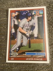 2021 Topps Pro Debut 1990 Draft Pick Base #PD-163 Justin Foscue - AZL Rangers - Picture 1 of 1
