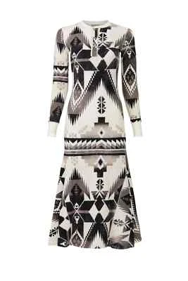 NWT Polo Ralph Lauren Waffle Thermal Henley Maxi in Southwestern Print Dress M - Image 1 of 4