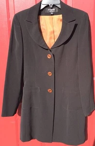 SIGNATURE BY LARRY LEVINE Women's Sz 10 Black Long Blazer Copper Stripe - Picture 1 of 9
