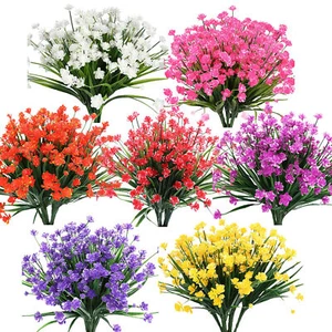 Artificial Flowers Plastic Fake Plants UV Resistant Home Outdoor Garden Decor - Picture 1 of 19