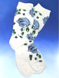 NWT Blue Roses Women's Novelty Socks  - Picture 1 of 2