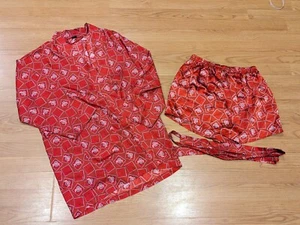 MERGE LEFT Pajama-Set Robe Shorts Ohio State Bucks Silk - L - Picture 1 of 4