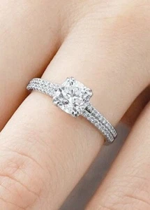 2.00Ct White Cushion Lab Created Diamond Engagement 14K White Gold Superb Ring - Picture 1 of 5