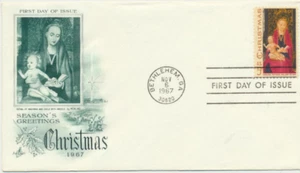 #1336 Weihnachten Madonna und Kind mit Engeln Kunsthandwerk Siegel 1967 FDC SET 1191 - Bild 1 von 1