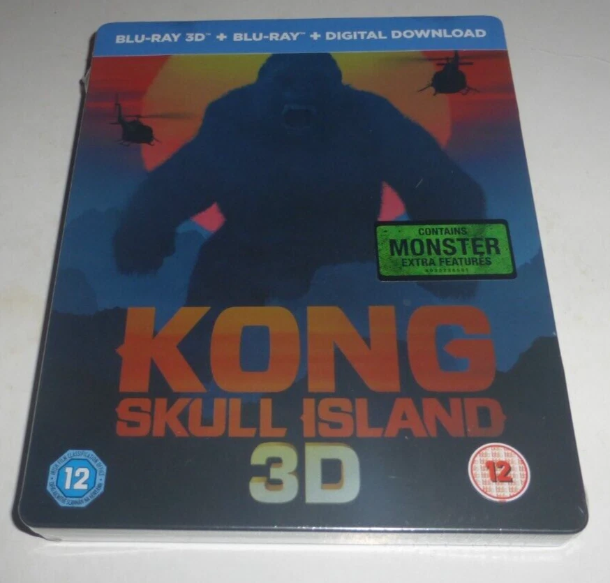 Kong Skull Island 2d / 3d Blu Ray Steelbook HMV UK Ltd Ed Region