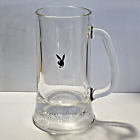 Playboy Club Black Bunny Logo Beer Glass Mug Handled 6 1/4" Tall 14oz