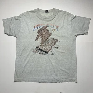Camiseta Gráfica Vintage Hecha en Estados Unidos Águila Calva Gris Pantalla Estrellas Talla XXL - Imagen 1 de 6