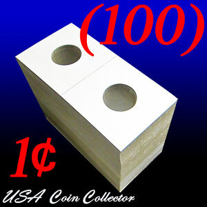 (100) Penny Size 2x2 Mylar Cardboard Coin Flips for Storage | 1 Cent Holder