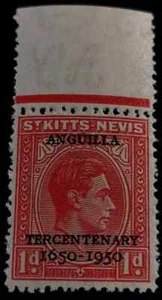 St. Kitts Nevis: 1950 The 300th Anniversary of British Set. (Collectible Stamp). - Picture 1 of 1