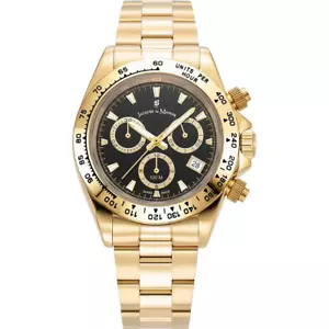 JACQUES DE MANOIR JWG03704 PHOENIX CHRONO DE HOMBRE EN ACERO CHAPADO IP DORADO - Photo 1 sur 3