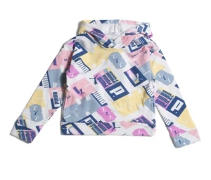 Puma French Terry Kids Graphic Hoodie Girls Casual Outerwear Small Size 7 New - Picture 1 of 8